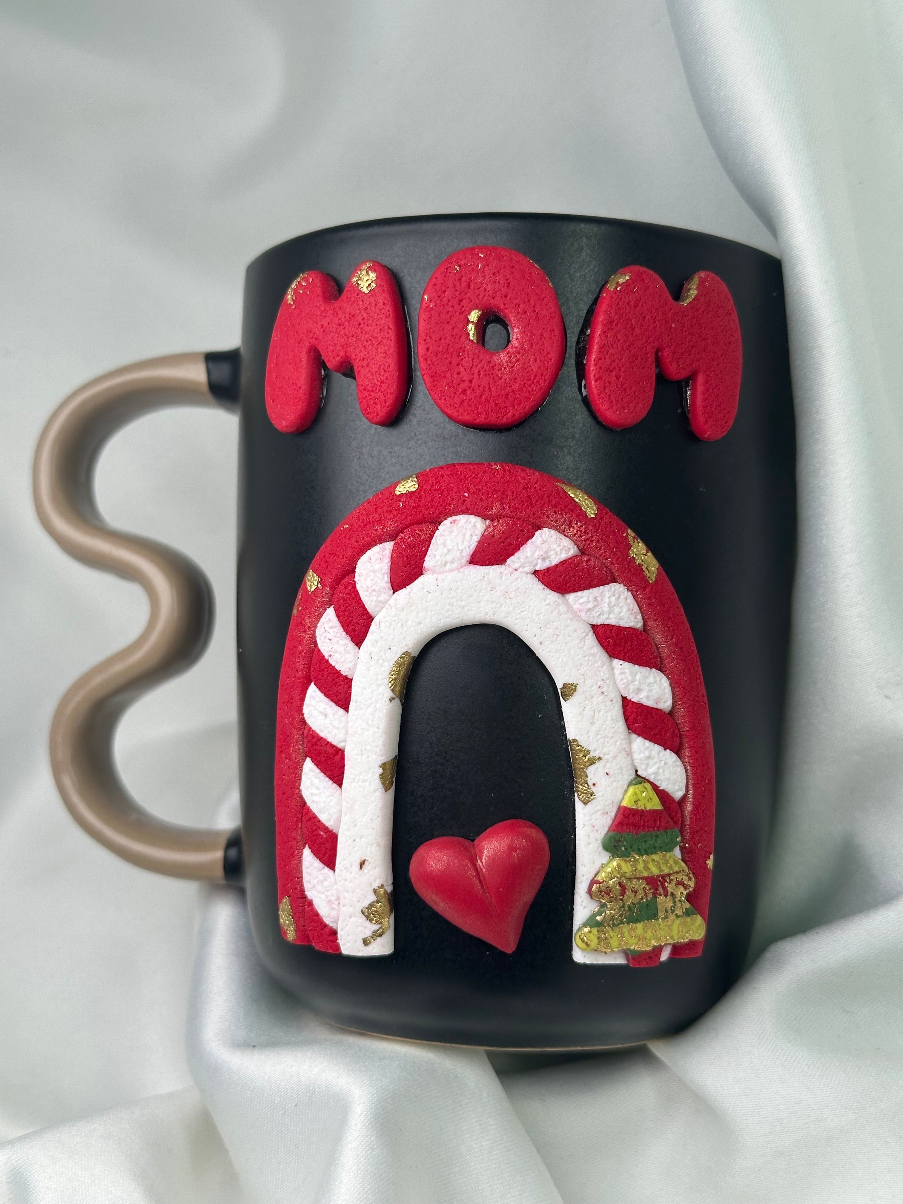 Mug Black Rainbow Red Christmas Decoration Mom
