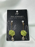 Earrings Gold Pendant Green Clews