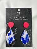 Earrings Pendent Iregular Fantasy Blue White Red