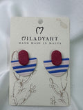 Earrings Semicircle Blue Red White