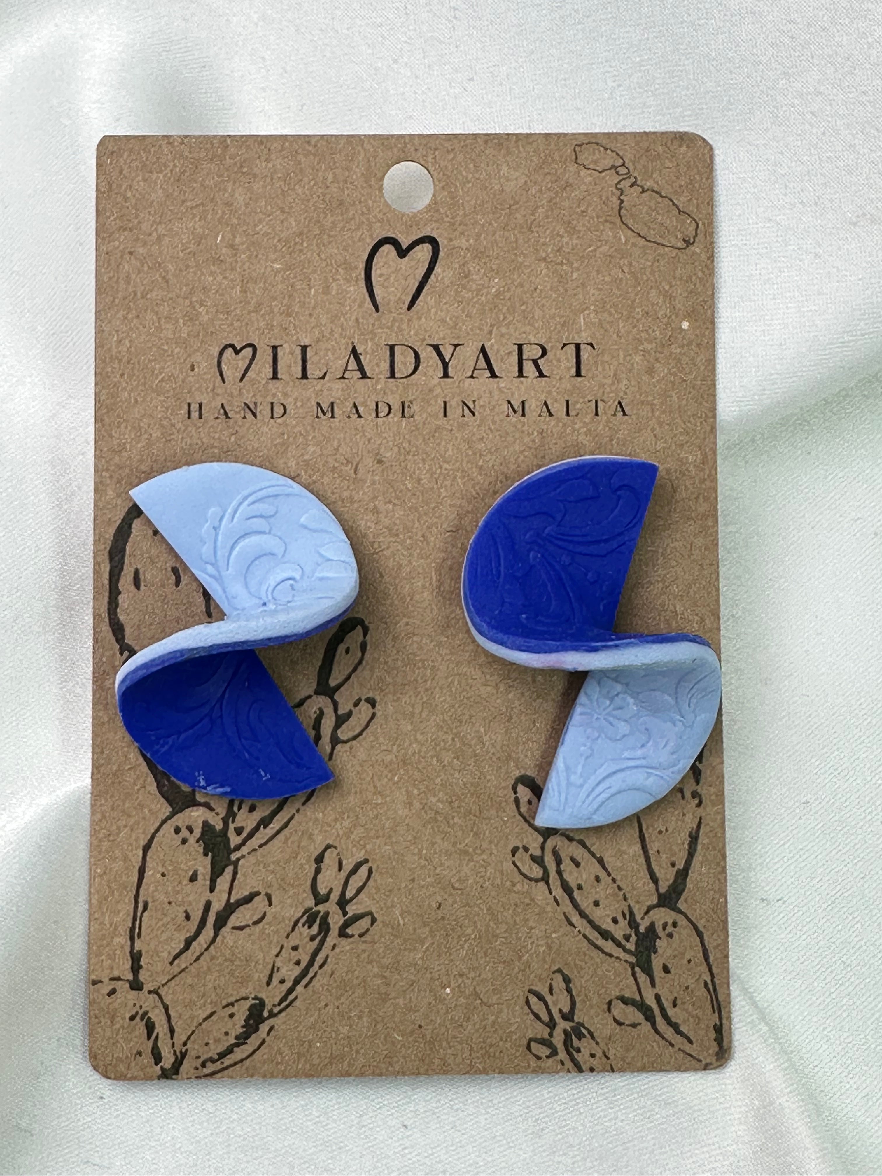 Earrings Helical Blue And Light Blue