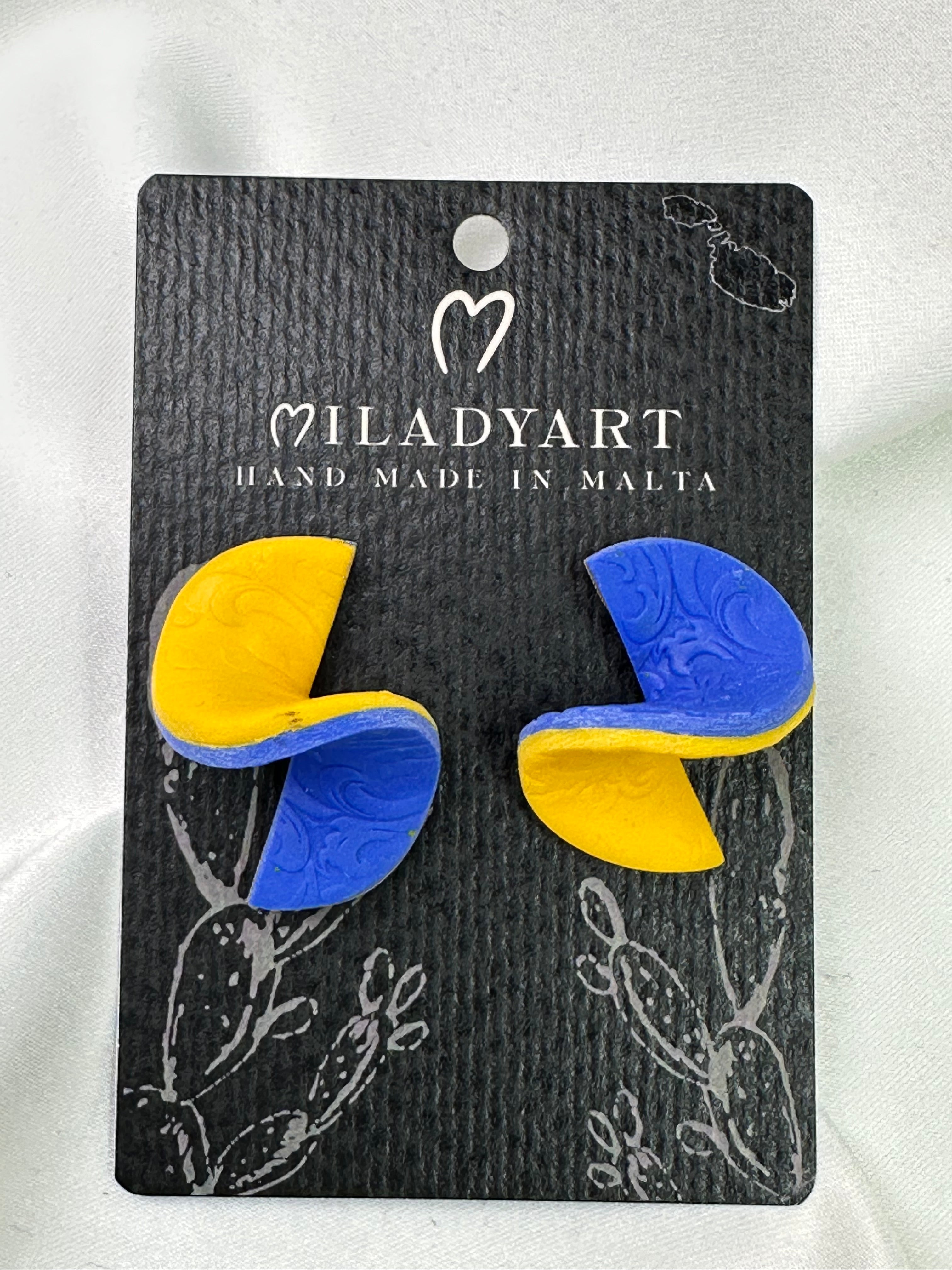 Earrings Helical Blue Yellow