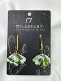 Earrings Pendent Mixed Green Mint White Lotus Flower