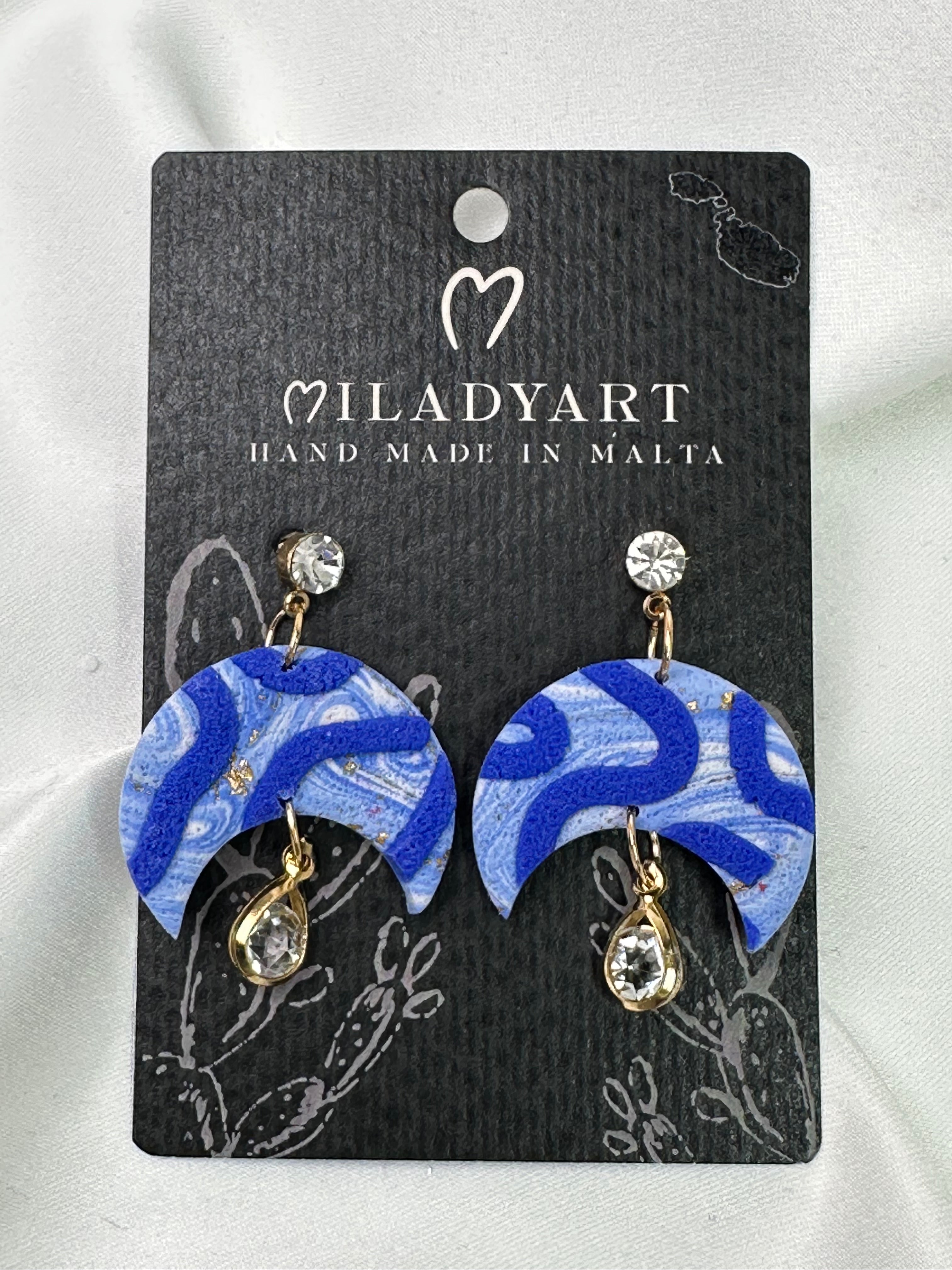 Earrings Pendent Moon Mixed Blue