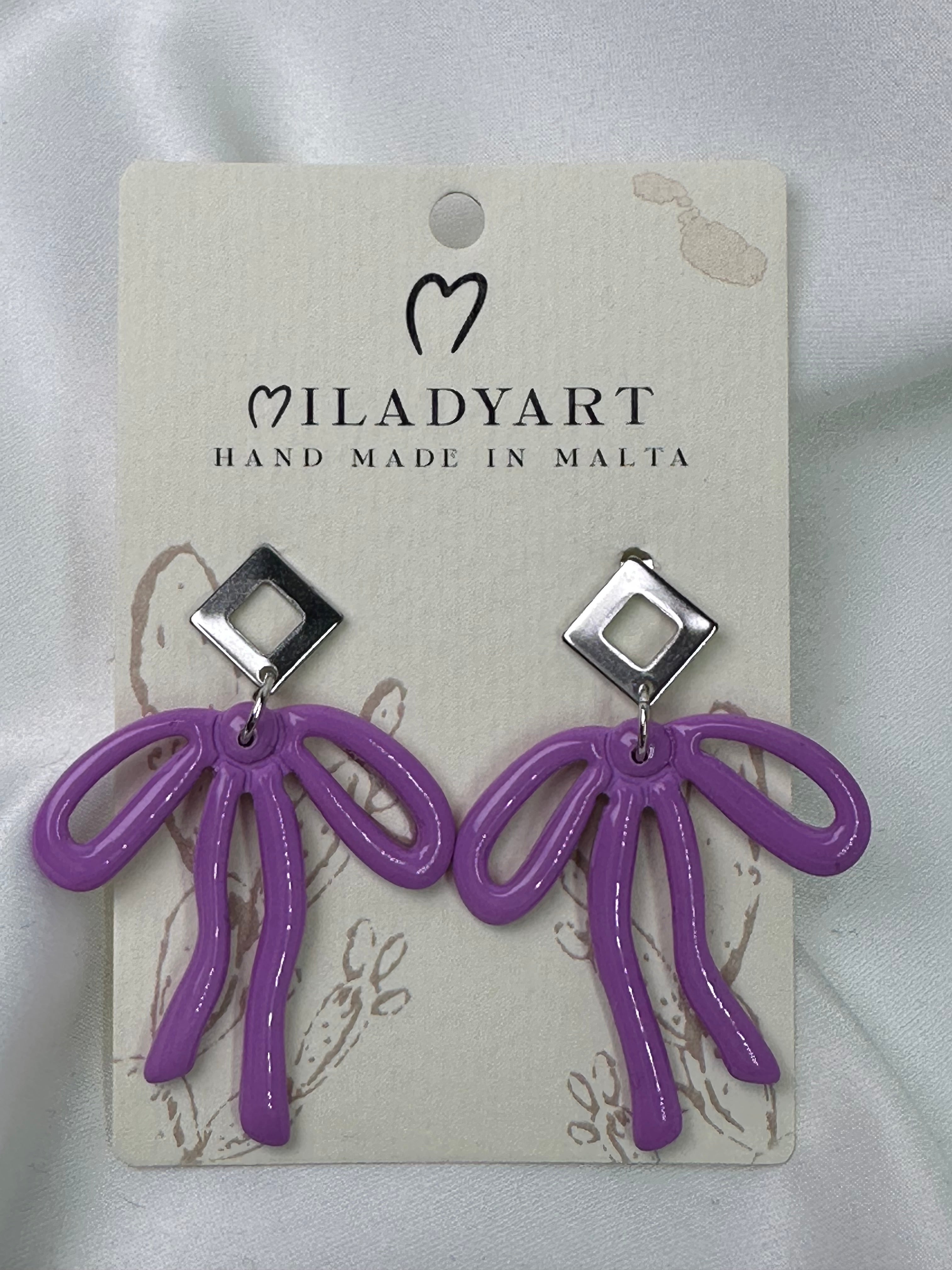 Earrings Pendent Purple Bow
