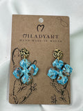 Earrings Pendant Flower Fantasy Blue