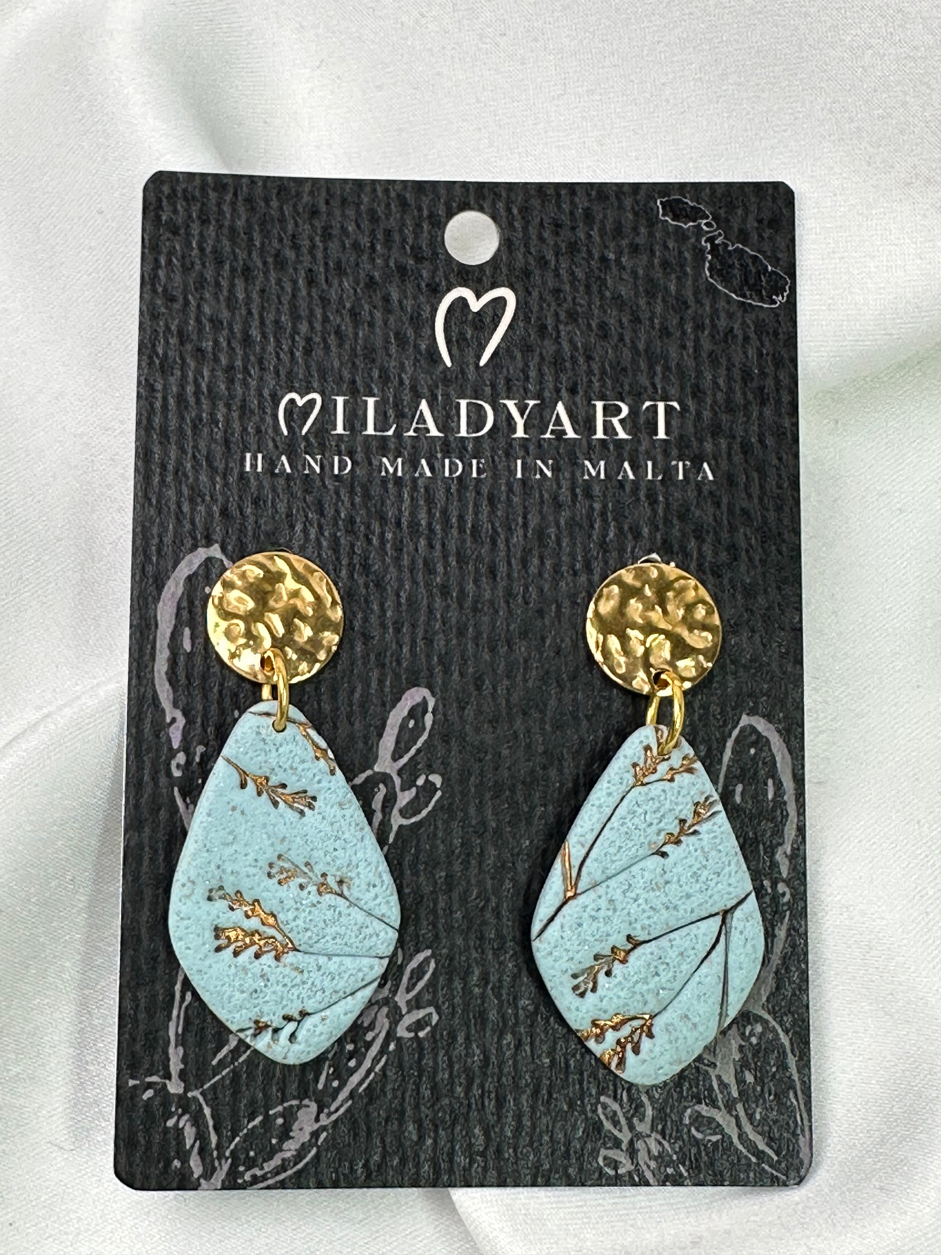 Earrings Pendent Rhombus Gray Ear Of Wheat