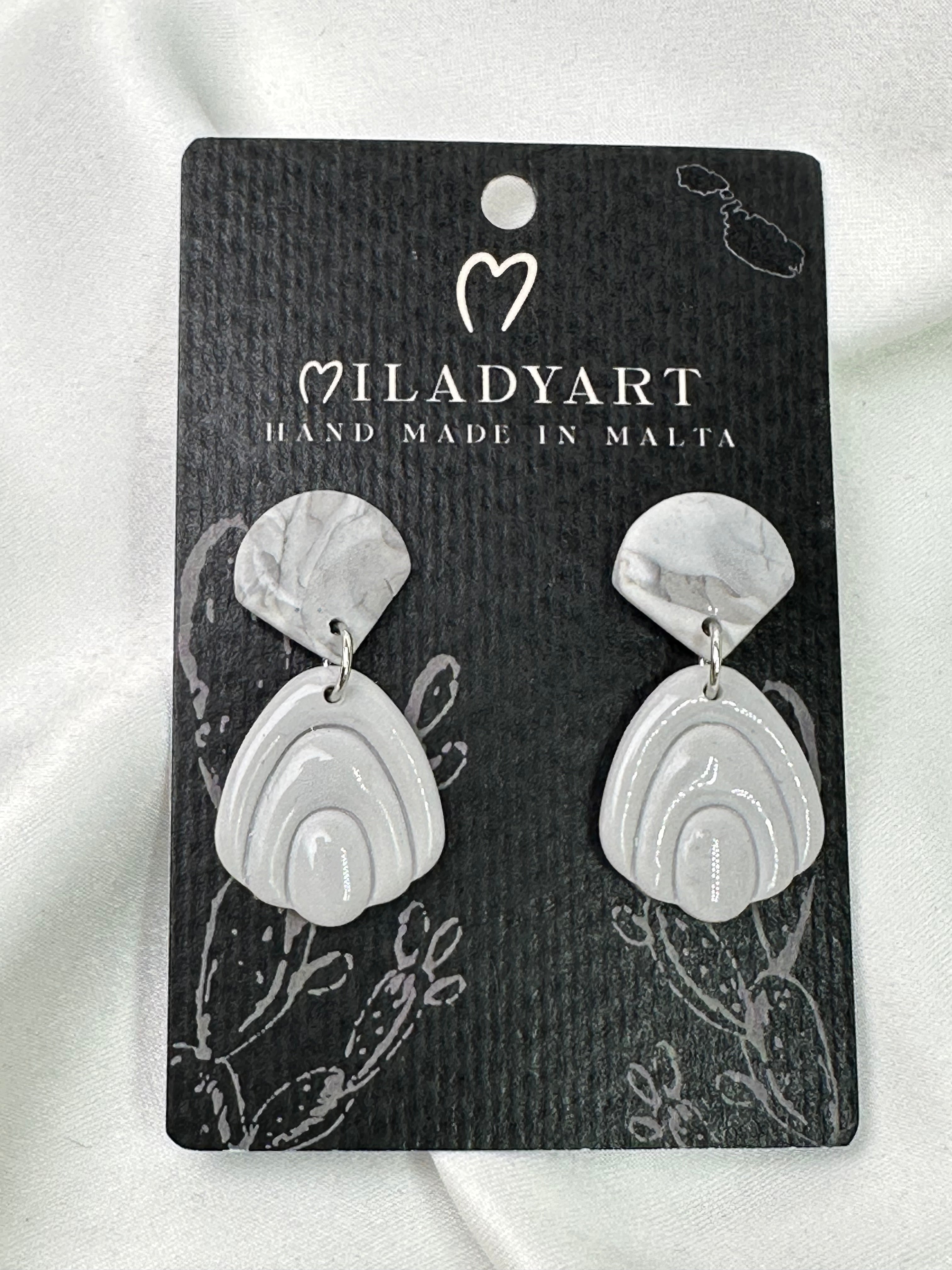 Earrings Pendent Marble Effect Gray