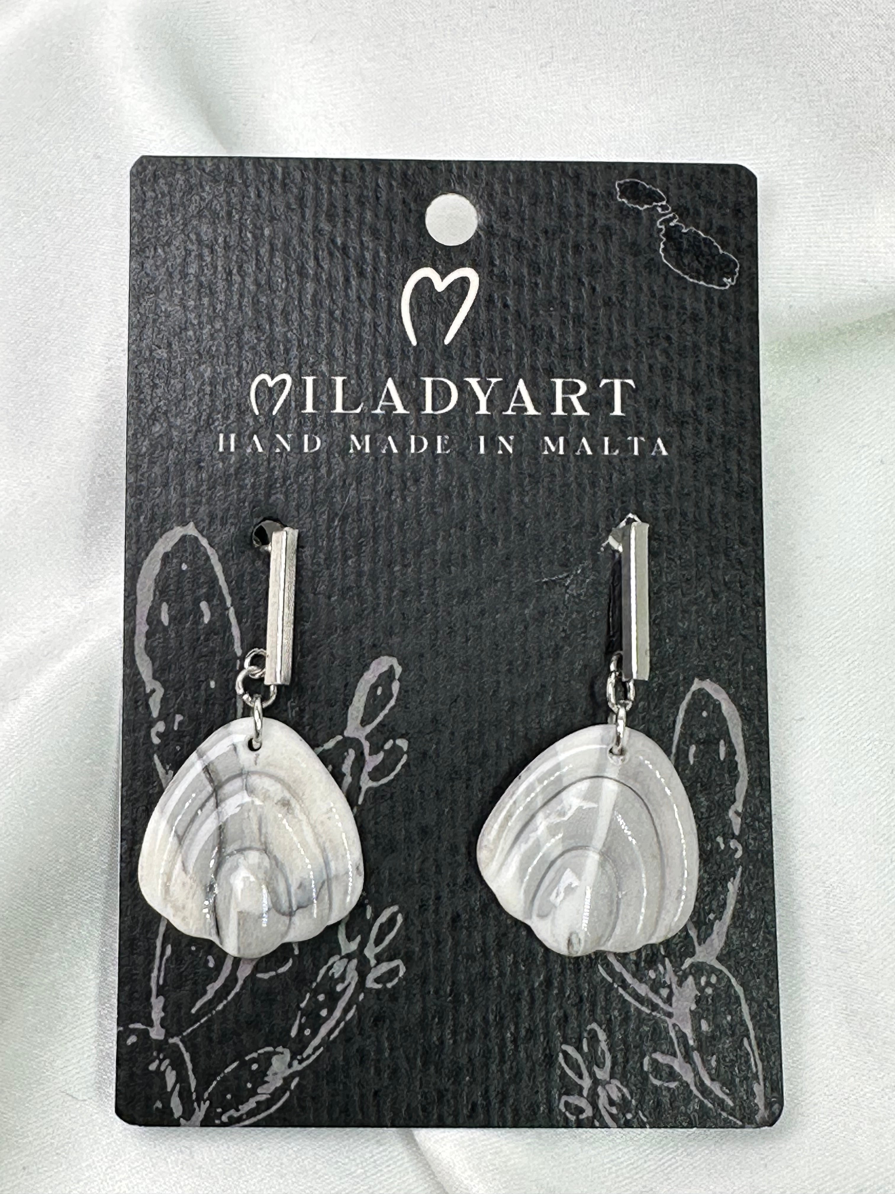Earrings Pendent Marble Effect Gray