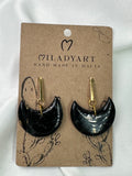 Earrings Pendent Moon Black