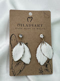Earrings Pendant White Leaves