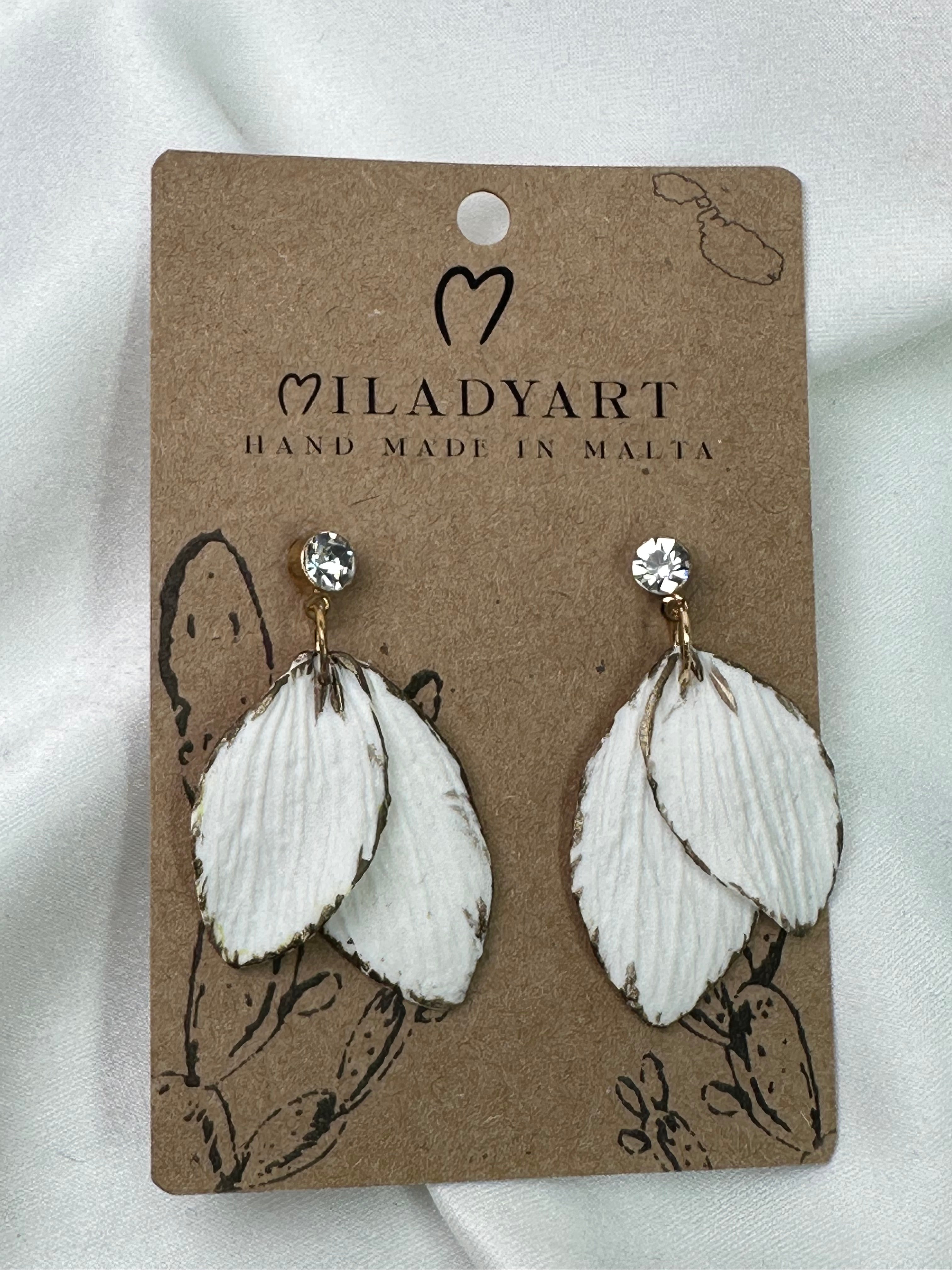 Earrings Pendant White Leaves