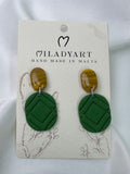 Earrings Pendant Green Oval