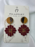 Earrings Pendant Flower Amaranth