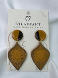 Earrings Pendant Brown Leaves