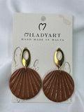 Earrings Pendant Circle Brown
