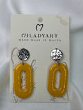 Earrings Pendant Yellow Oval