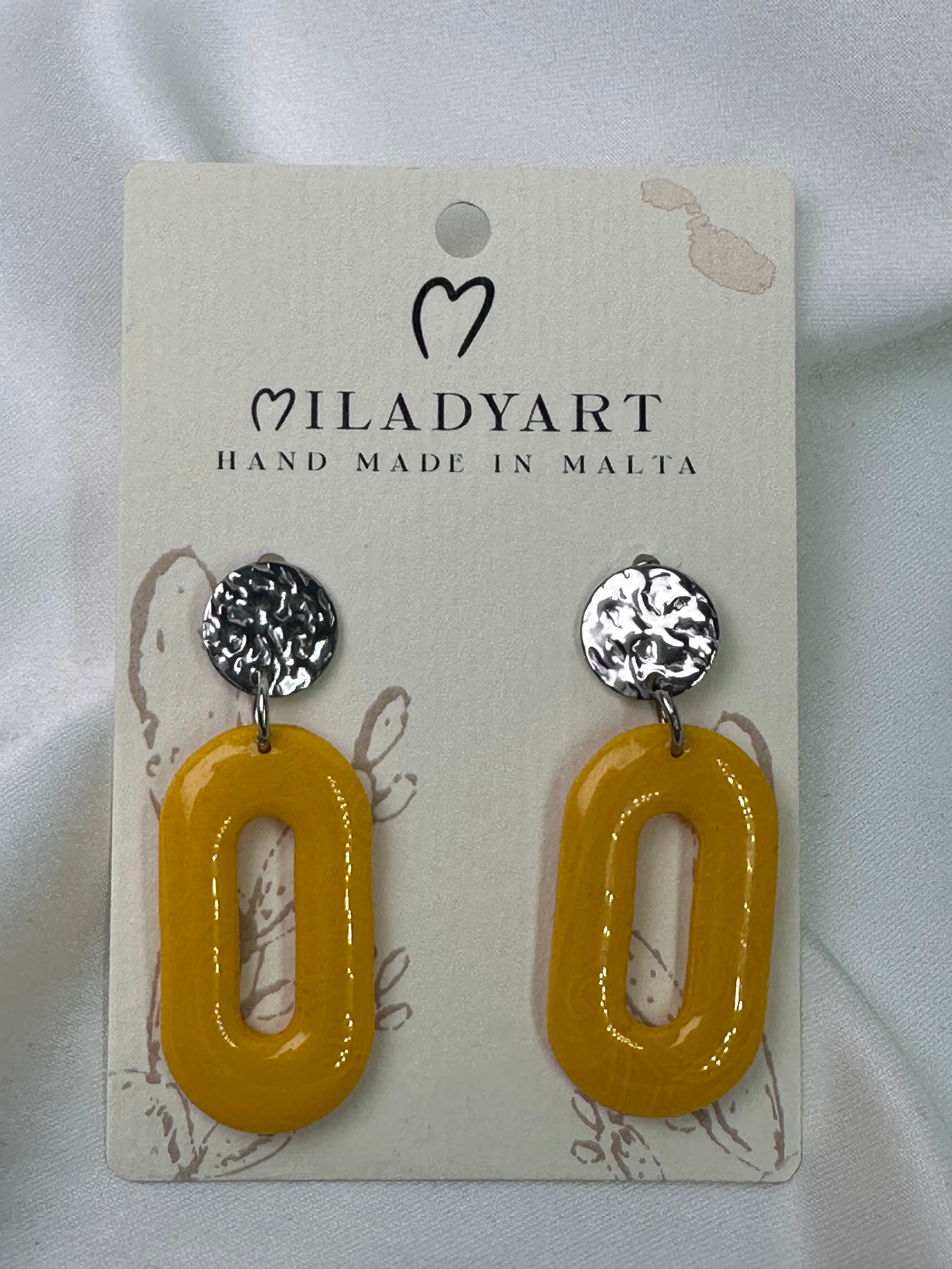 Earrings Pendant Yellow Oval