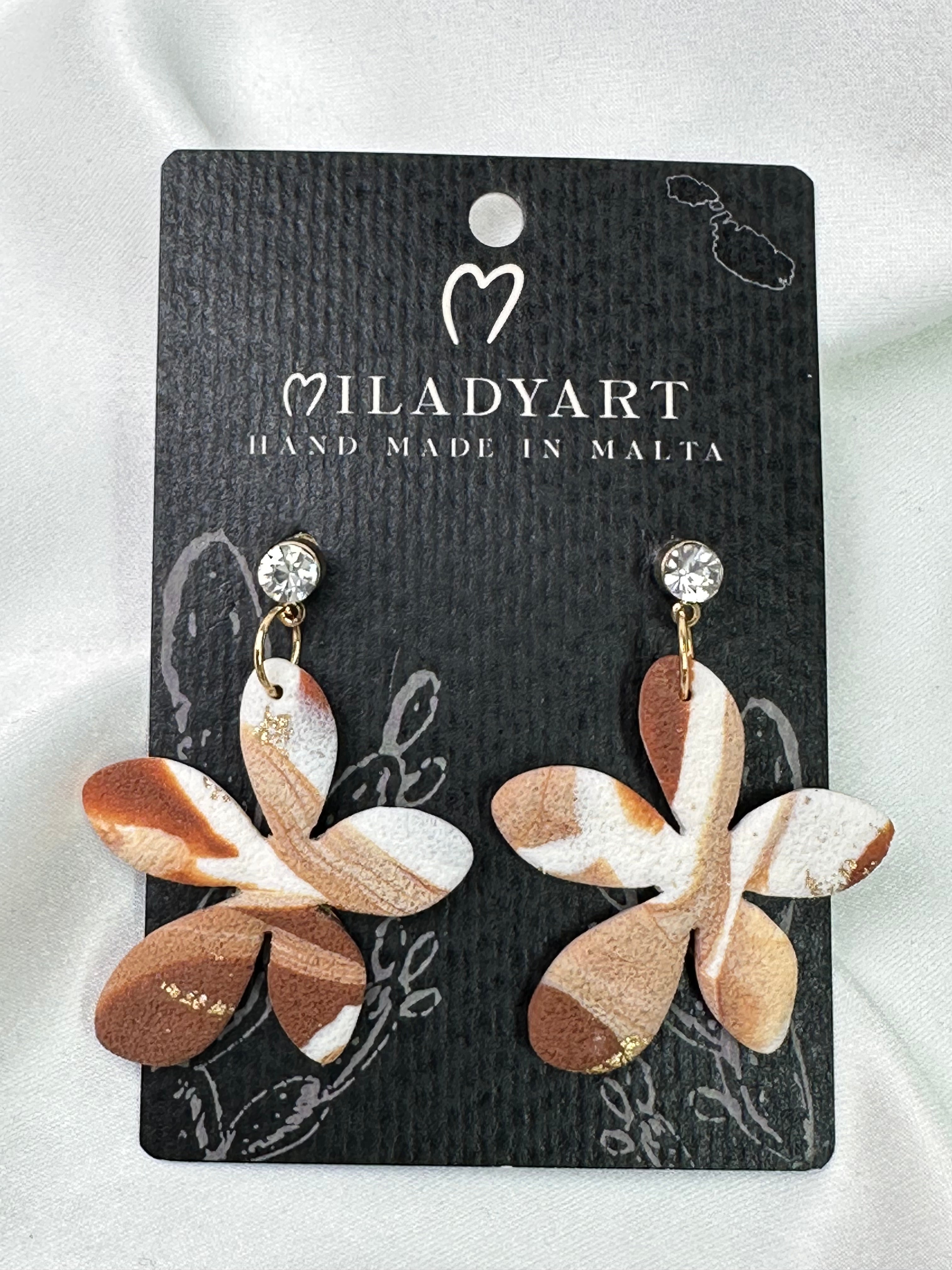 Earrings Pendant Flower Fantasy Brown