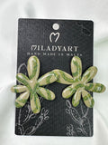 Earrings Flower Fantasy Dark Green