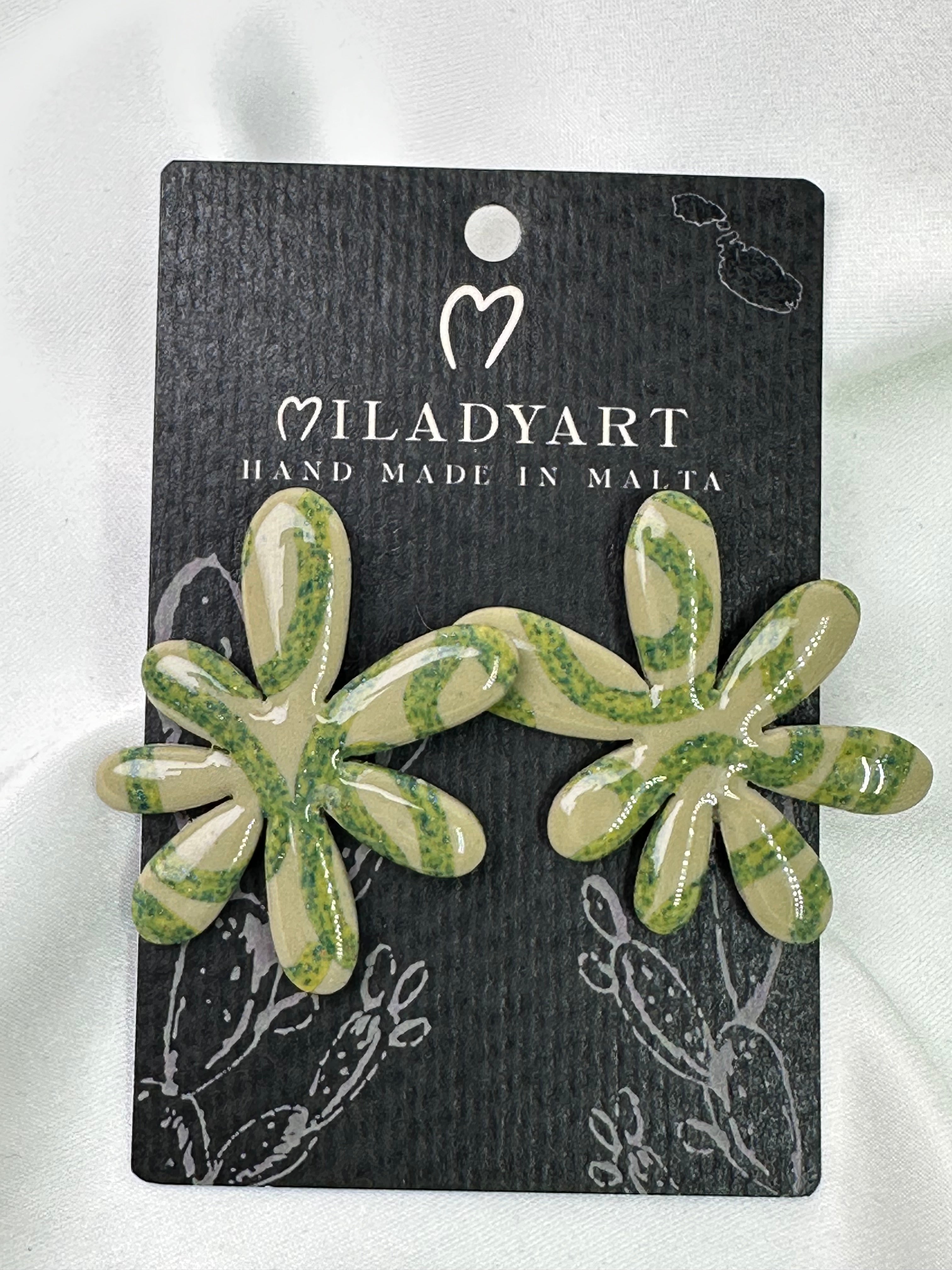 Earrings Flower Fantasy Dark Green