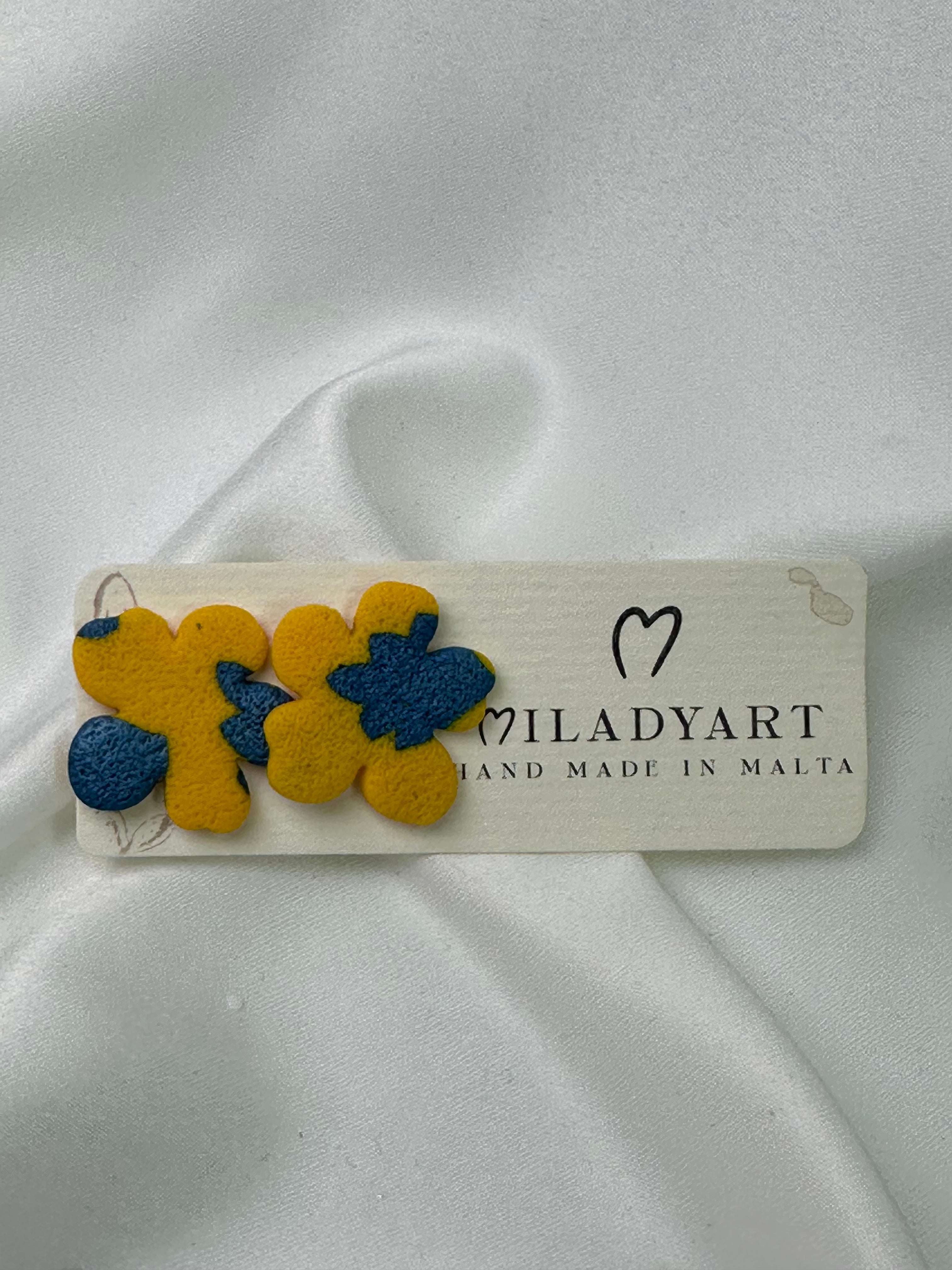 Earrings  Flower Yellow Blue