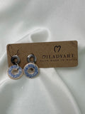 Earrings Blue Pendent Donut