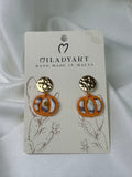 Earrings Pendant Pumpkin Orange White