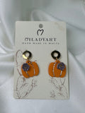 Earrings Pendant Pumpkin Whit Flower