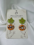 Earrings Pendant Pumpkin With Leaves