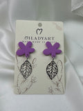 Earrings Pendant Flower Violet