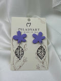 Earrings Pendant Flower Light Violet