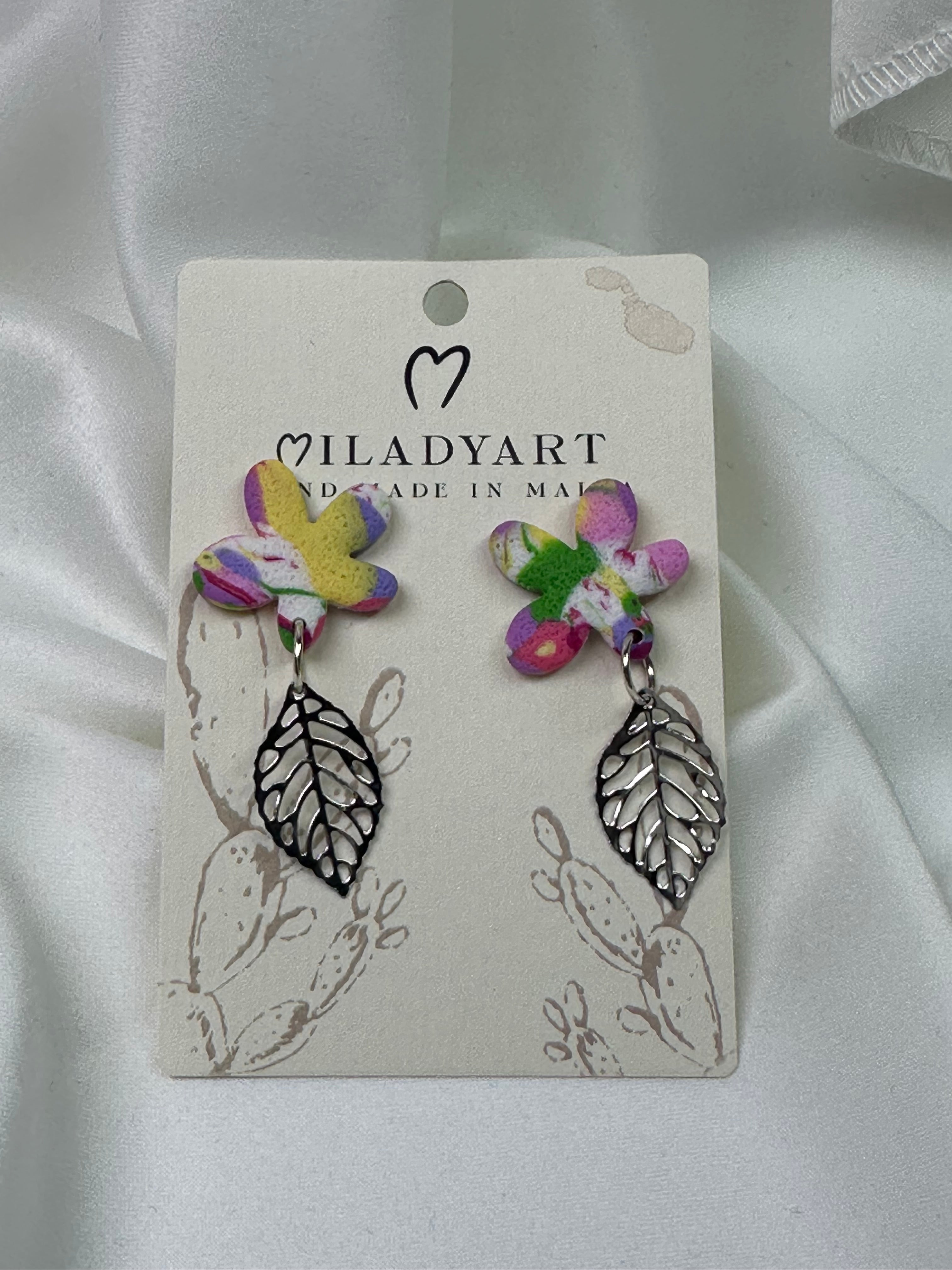 Earrings Pendant Flower Mixed Colors