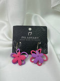 Earrings Pendant Double Flower Violet Rose
