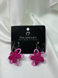 Earrings Pendant Double Flower Pink
