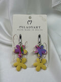 Earrings Pendant Flower Mixed Violet