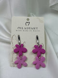 Earrings Pendant Flower Pink