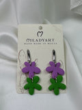 Earrings Pendant Flower Green Purple