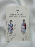 Earrings Pendent Iregular Oval White Red Blue Color